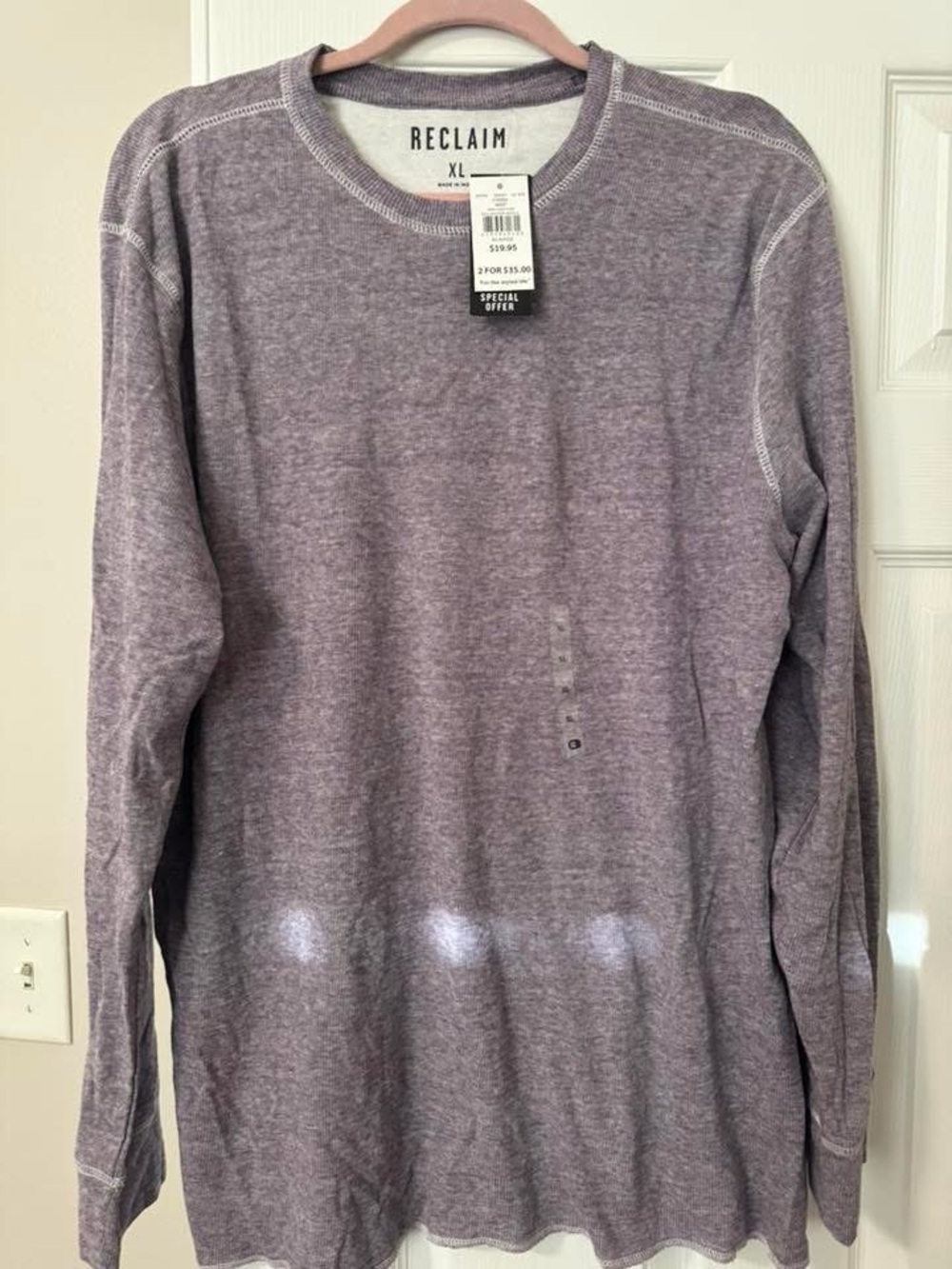 Reclaim XL Heather Purple Long Sleeve Shirt